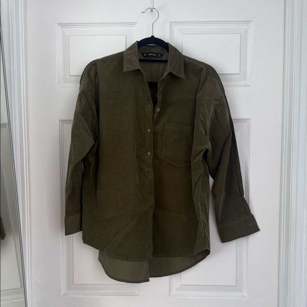 Zara Olive Green Corduroy Button-Up - 100% cotton